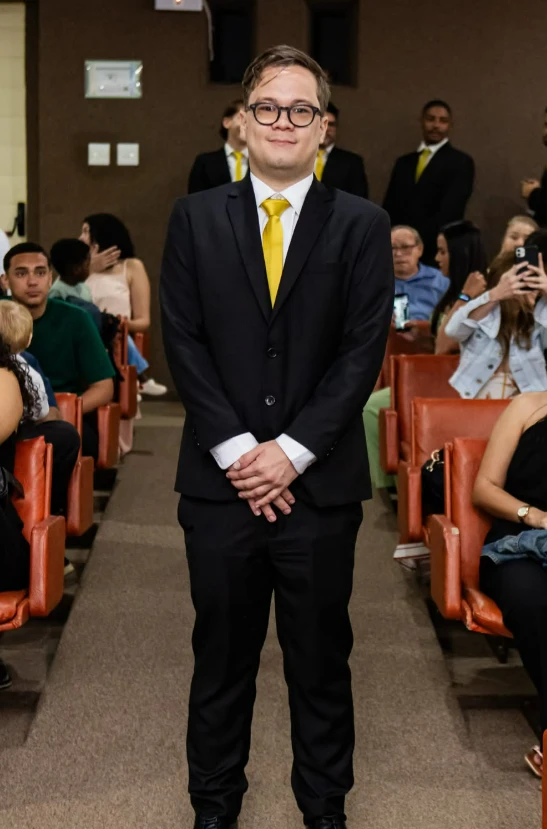 Aluno na cerimônia de formatura
